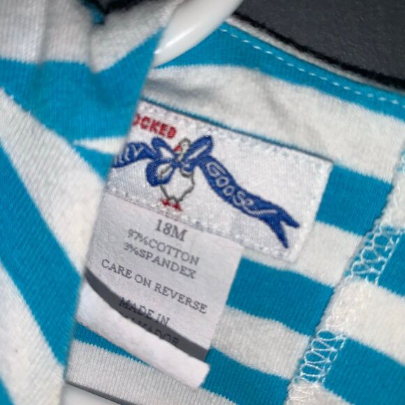 Girls 18m Smocked Sail Boat Dress Blue White Stripes - Picture 4 of 6